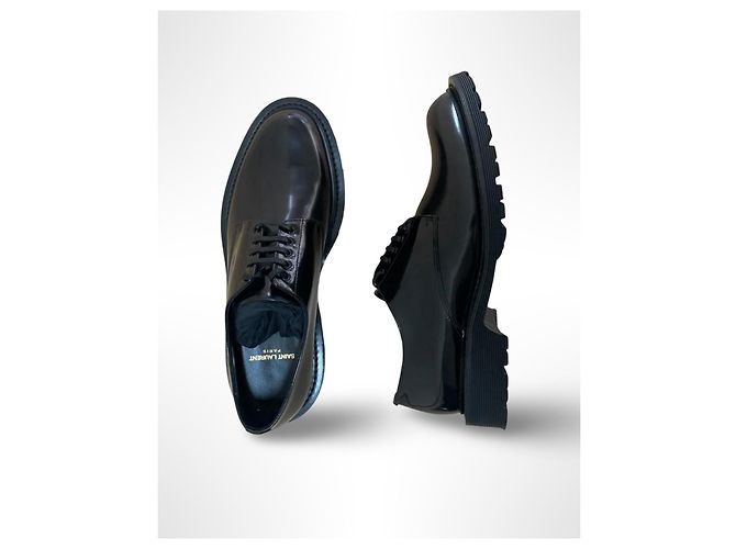 Scarpe Derby in pelle nera Saint Laurent Nero - vista 11