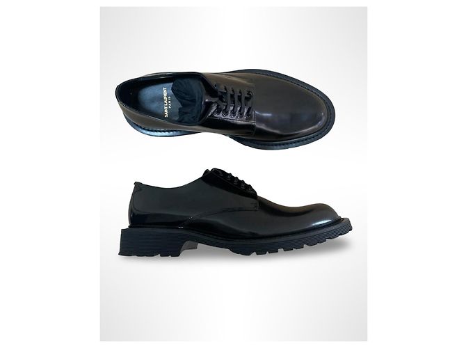 Scarpe Derby in pelle nera Saint Laurent Nero - vista 14