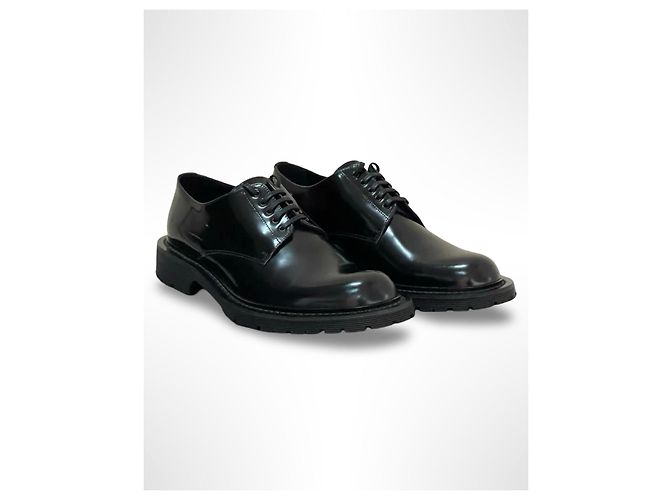 Scarpe Derby in pelle nera Saint Laurent Nero - vista 2