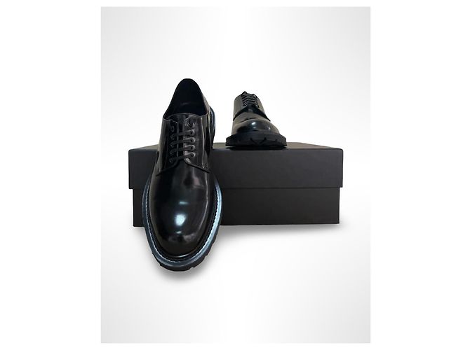 Scarpe Derby in pelle nera Saint Laurent Nero - vista 3