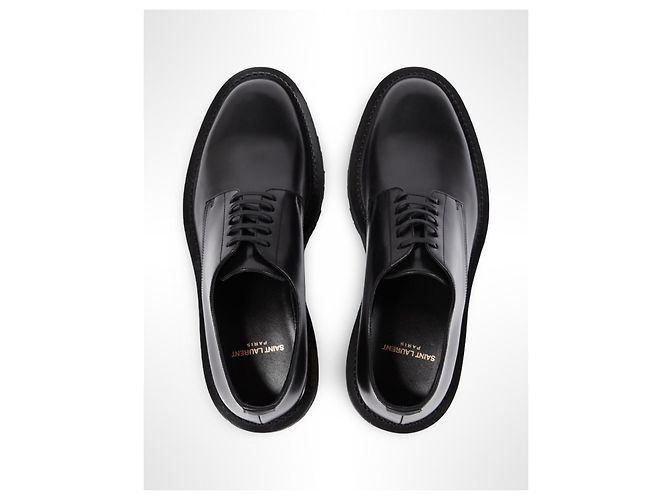 Scarpe Derby in pelle nera Saint Laurent Nero - vista 7