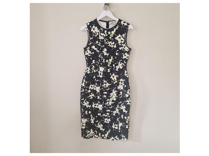 Erdem Etuikleid mit Blumenprint Schwarz Weiß Blau Grün - Ansicht 3