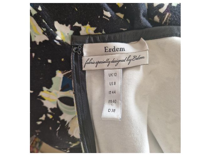 Erdem Etuikleid mit Blumenprint Schwarz Weiß Blau Grün - Ansicht 5
