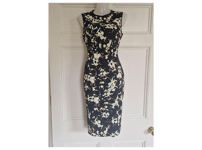 Erdem Etuikleid mit Blumenprint Schwarz Weiß Blau Grün - Ansicht 6