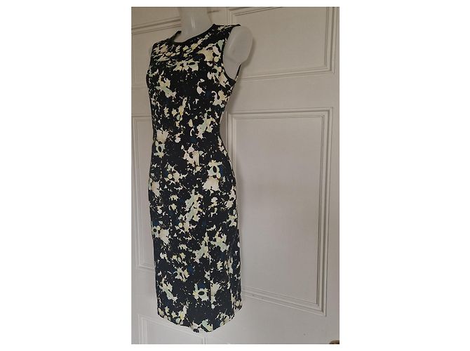 Erdem Etuikleid mit Blumenprint Schwarz Weiß Blau Grün - Ansicht 7