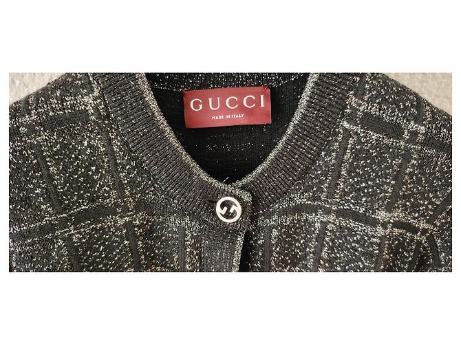 Gucci Cardigan aus Wollmischgewebe mit Schachbrettmuster Schwarz - Ansicht 2