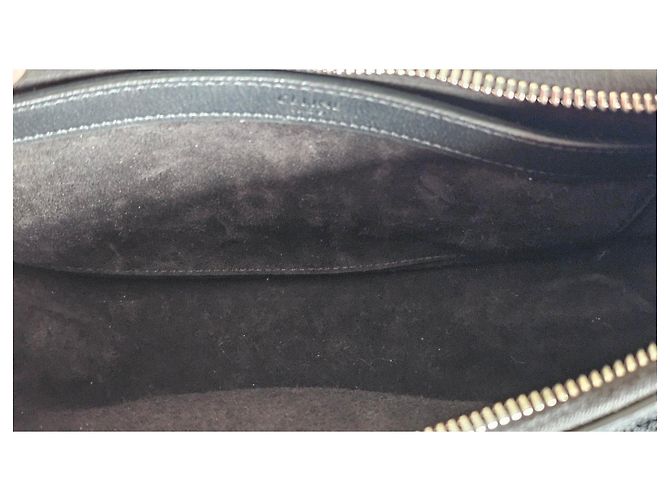 Céline Borsa CELINE Ava Chain in pelle nera glitterata Nero Bianco - vista 5