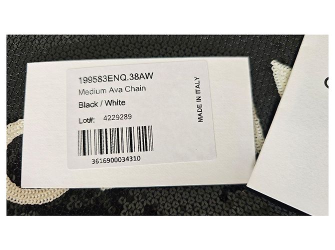 Céline Borsa CELINE Ava Chain in pelle nera glitterata Nero Bianco - vista 9