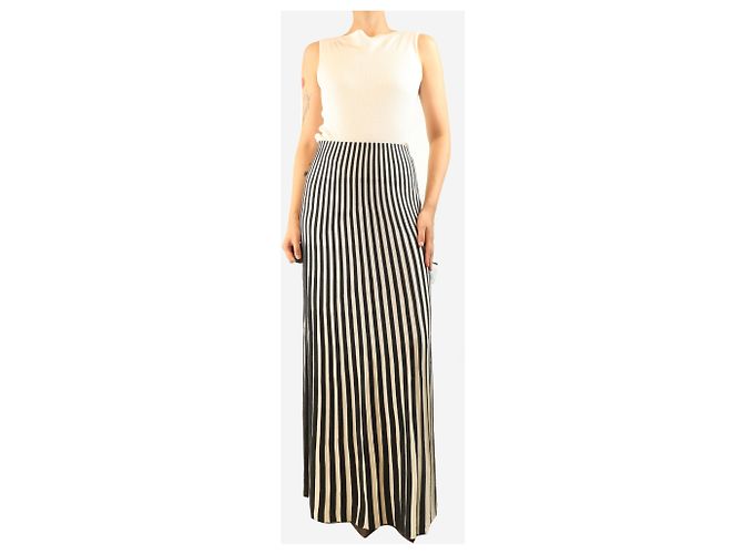 Gabriela Hearst Gonna midi a righe in maglia bianca e nera - size M Nero - vista 2