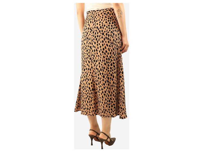 Reformation Falda midi con estampado de leopardo marrón - size UK 10 Castaño - vista 4