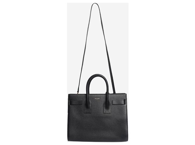 Saint Laurent borsa sac de jour in pelle martellata nera Nero - vista 2