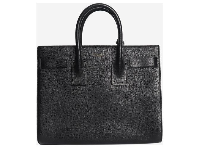 Saint Laurent borsa sac de jour in pelle martellata nera Nero - vista 3