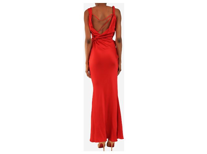 John Galliano Abendkleid aus rotem Satin - size UK 10 - Ansicht 2