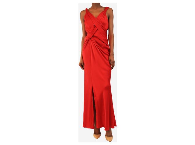 John Galliano Abendkleid aus rotem Satin - size UK 10 - Ansicht 3