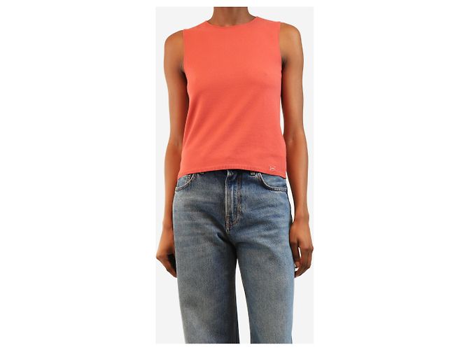 Chanel Canotta in maglia rosa corallo - size UK 8 - vista 3