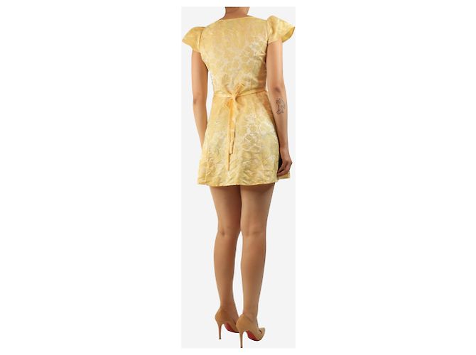 Autre Marque Mini abito giallo in jacquard floreale - size UK 8 - vista 2