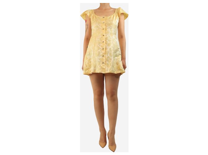Autre Marque Mini abito giallo in jacquard floreale - size UK 8 - vista 4