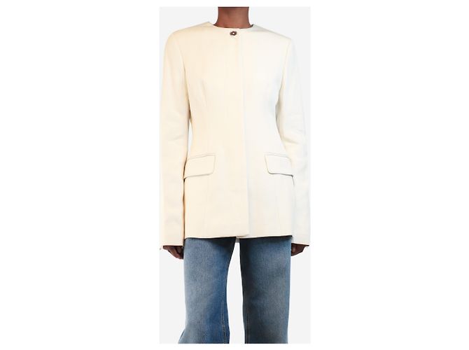 Totême Cream collarless cinched jacket - size UK 6 - view 3