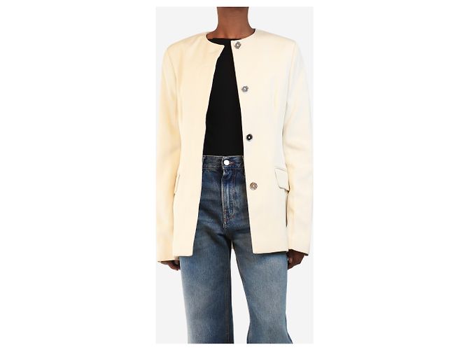 Totême Cream collarless cinched jacket - size UK 6 - view 4