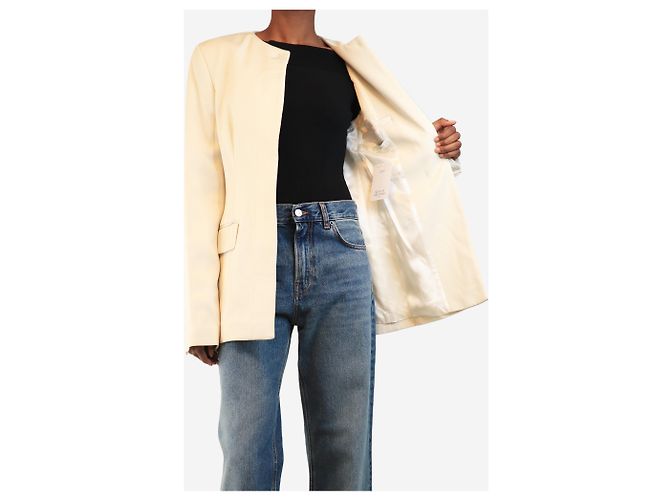 Totême Cream collarless cinched jacket - size UK 6 - view 5