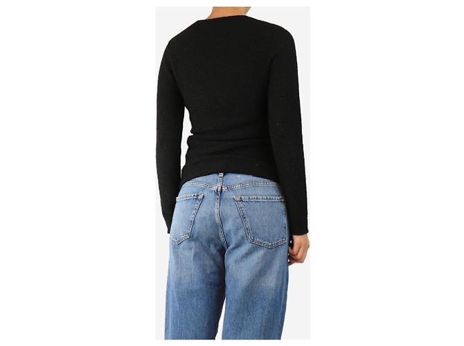 Totême Schwarzes texturiertes Oberteil mit V-Ausschnitt - size S - Ansicht 2