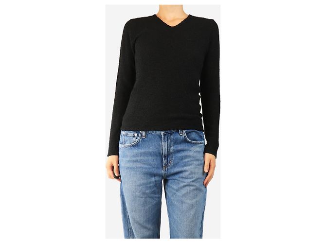 Totême Schwarzes texturiertes Oberteil mit V-Ausschnitt - size S - Ansicht 4