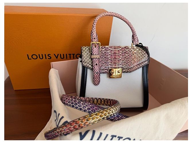 Borsa Louis Vuitton LV Arch PM Rainbow Python Nero Bianco Multicolore Stampa python Gold hardware - vista 2