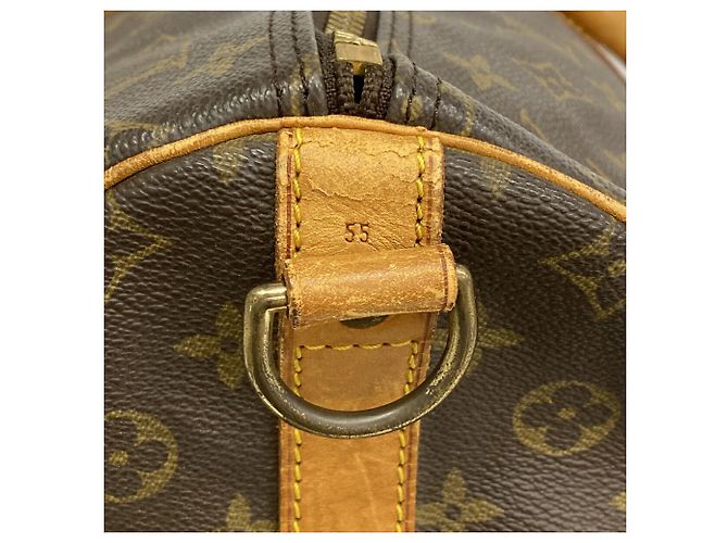 Borsa Louis Vuitton Boston Monogram Keepall Bandoulière 55 Marrone - vista 10