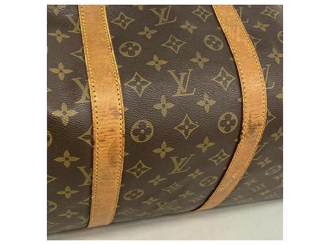 Borsa Louis Vuitton Boston Monogram Keepall Bandoulière 55 Marrone - vista 13
