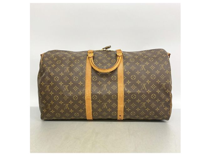 Borsa Louis Vuitton Boston Monogram Keepall Bandoulière 55 Marrone - vista 15