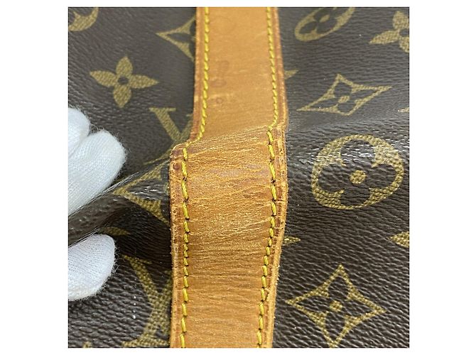Borsa Louis Vuitton Boston Monogram Keepall Bandoulière 55 Marrone - vista 7