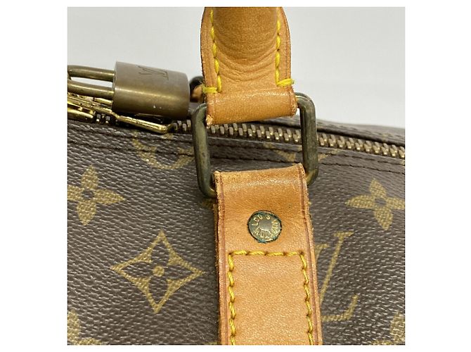 Borsa Louis Vuitton Boston Monogram Keepall Bandoulière 55 Marrone - vista 8