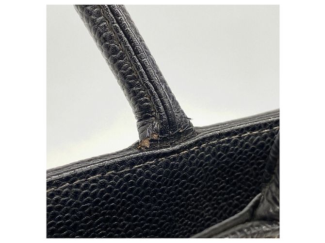 Borsa Tote Chanel in pelle di vitello grana nera Nero - vista 6