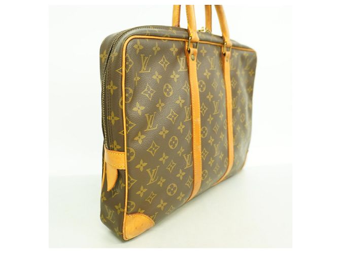 Borsa Louis Vuitton Monogram Portedocuments Voyage Marrone - vista 2
