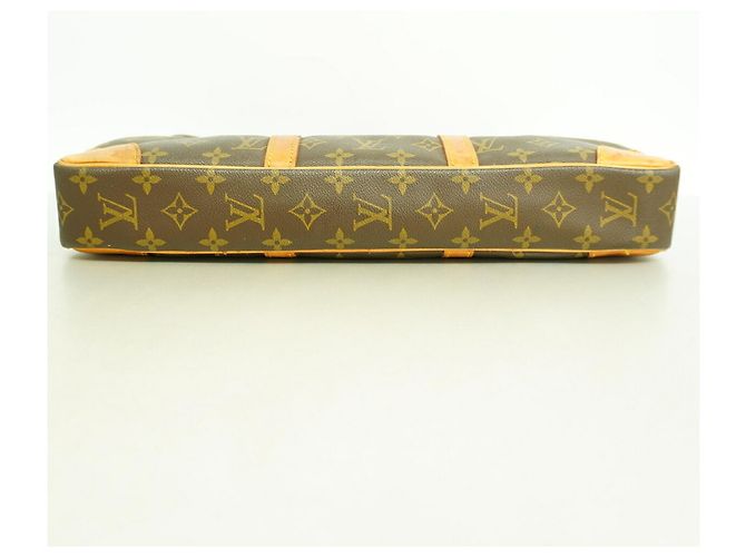 Borsa Louis Vuitton Monogram Portedocuments Voyage Marrone - vista 3