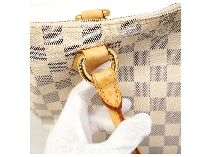 Borsa Tote Louis Vuitton Damier Azur Saleya PM Bianco - vista 9