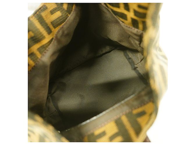 Borsa a tracolla Fendi Zucca in nylon e canvas Marrone - vista 4
