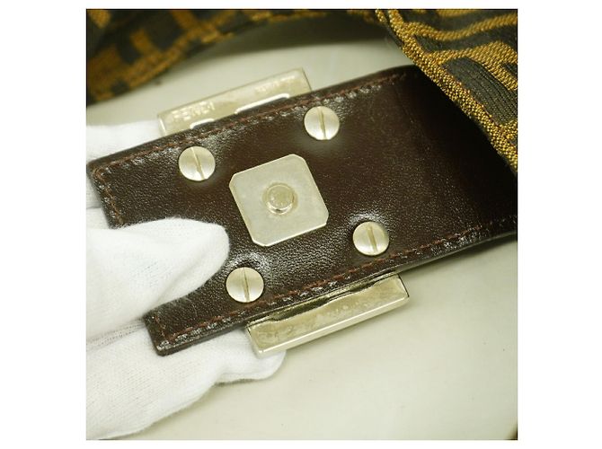 Borsa a tracolla Fendi Zucca in nylon e canvas Marrone - vista 8