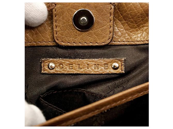 Céline Borsa a mano Celine in pelle marrone - vista 5