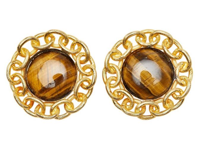 Orecchini a cerchio Chanel Marrone D'oro - vista 2