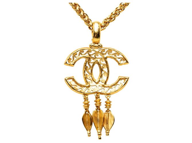 Collana a catena Chanel Vintage Coco Mark Rogue D'oro - vista 2