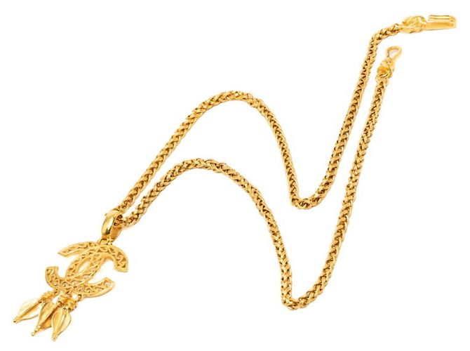 Collana a catena Chanel Vintage Coco Mark Rogue D'oro - vista 3