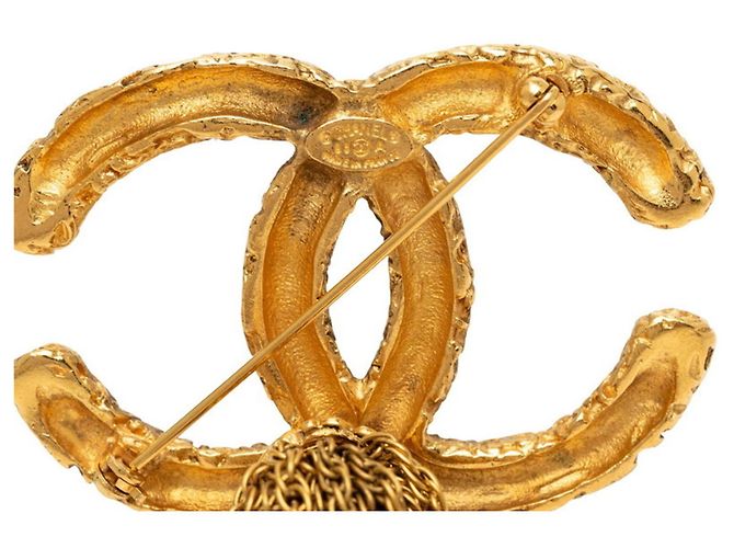 Spilla a frange Chanel Vintage Coco Mark Lava D'oro - vista 3
