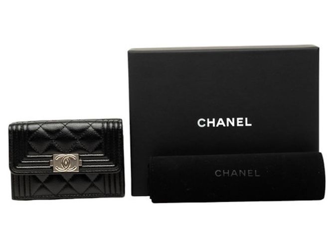 Le Boy Carteira Chanel Boy Coco Mark Small Mini Wallet Preto - vista 8
