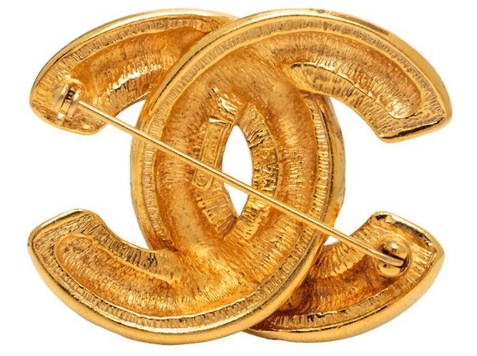 Spilla Chanel Vintage Matelassé Coco Mark D'oro - vista 2