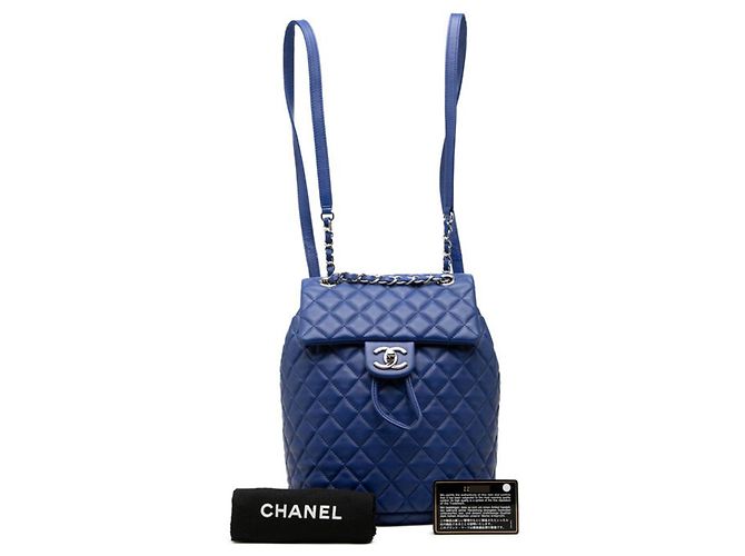 Timeless Zaino Chanel Matelassé Coco Mark Blu - vista 7