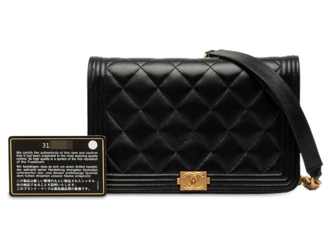 Chanel Boy Chain Wallet aus Lammleder Schwarz - Ansicht 10