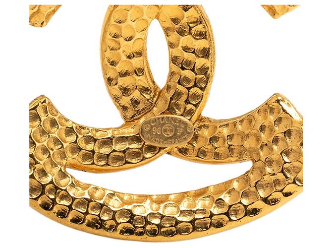 Brincos de pressão vintage Chanel Coco Mark Dourado - vista 3