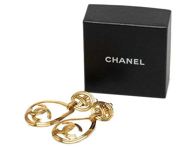 Brincos de pressão vintage Chanel Coco Mark Dourado - vista 4