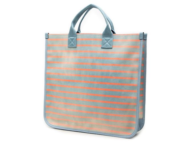 Borsa tote Gucci in nylon e tessuto rosa e blu - vista 2